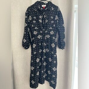 Woolrich Black and White Floral Long Sleeve Dress